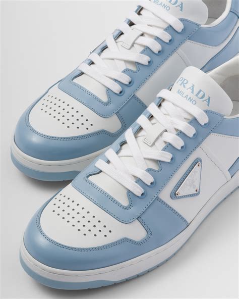 White/light Blue Downtown Leather Sneakers 